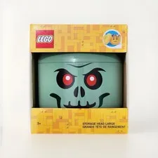 🔥 Lego LARGE Green Skeleton Zombie Storage Head Container Halloween Decor NEW!