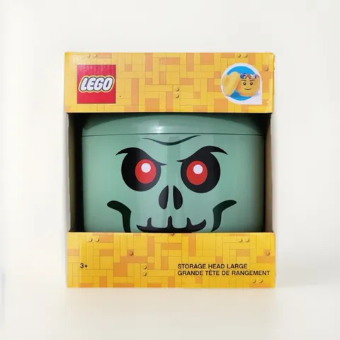 🔥 Lego LARGE Green Skeleton Zombie Storage Head Container Halloween Decor NEW!