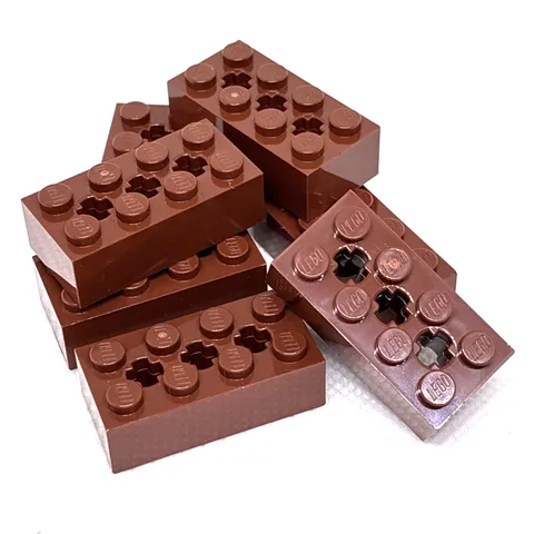 LEGO Parts - Reddish Brown Technic, Brick 2 x 4 3 Axle Holes - No 39789 - QTY 7