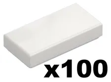 Lego 100 New Tiles White 1 x 2 Smooth Flat Mosaic Plain Part 3069 WH01