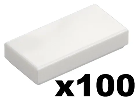 Lego 100 New Tiles White 1 x 2 Smooth Flat Mosaic Plain Part 3069 WH01