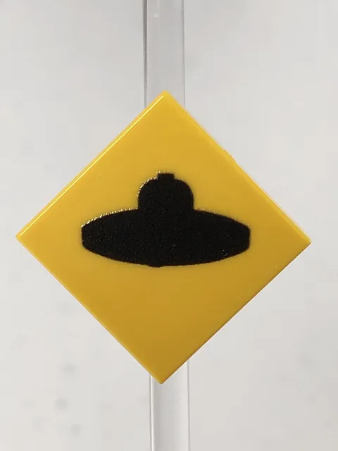 Custom Printed Caution UFO Xing Sign UV Printed On LEGO 2x2 Yellow Tile
