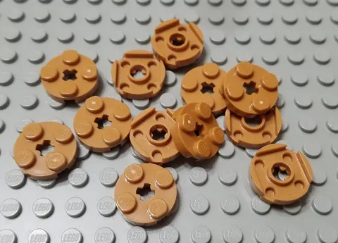 LEGO New Lot of 12 Medium Dark Flesh 2x2 Round Ninjago Plate Pieces
