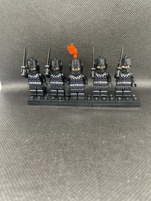 LEGO Black Castle Knight Minifigure Lot of 5 with Swords