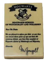 Lego Printed Tile 2x3 with HOGWARTS Acceptance Pattern Harry Potter