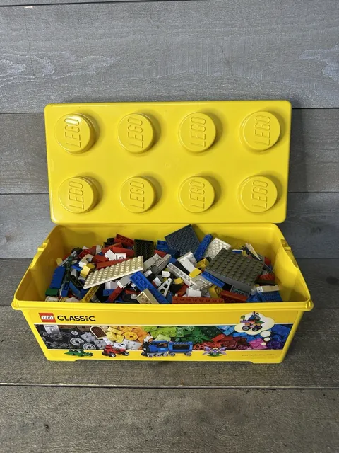 Lego Yellow 8 Stud 14"x6" Block Storage Container 4lb Vintage Blocks Clean
