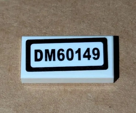 Lego White 1x2 TILE With DM60149 License Plate Vehicle Piece Part Car 3069pb0727
