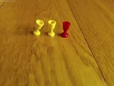 LEGO Goblet Red Yellow 1 is SLANTED STEM Utensil Glass FREE SHIP