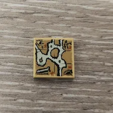 Lego 3068pb0407 Tan Tile 2 x 2 with Map Cave Tree House Waterfall Pattern Piece