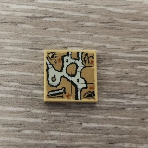 Lego 3068pb0407 Tan Tile 2 x 2 with Map Cave Tree House Waterfall Pattern Piece