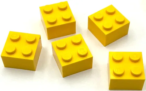 Lego 5 New Yellow Bricks Building Blocks 2 x 2 Parts