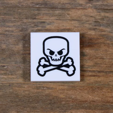 LEGO White Tile 2 x 2 with Skull and Crossbones Pattern 3068pb0310