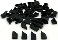 Lego 50 New Black Tiles Flat Smooth Modified 1 x 2 Wedge Right Parts