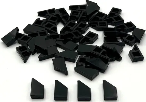 Lego 50 New Black Tiles Flat Smooth Modified 1 x 2 Wedge Right Parts