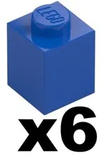 Lego New Mosaic Part 3005 - Qty 6 - BRICK Blue 1 x 1 Stud Pieces D912