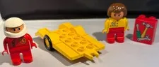 Vintage Lego Duplo Racing Set 2 People Trailer Printed Tools