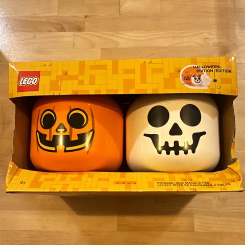 LEGO Halloween Storage Head Set Pumpkin & Skull Small/Large, Recycled Plastic