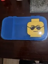 Lego Minifigures Blue Storage Case Organizer Container with dividers snap close