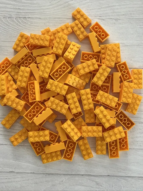 LEGO BRIGHT LIGHT ORANGE LOT 92 PCS 2X4 BRICK BLOCK BUILDING PIECES