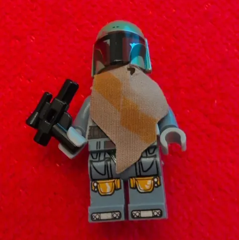 LEGO Plastic Minifigure Gray Suit w/ Green Helmet Cloth Cape/Scarf & Blaster