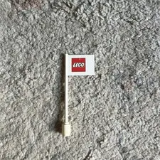 LEGO Vintage Flag White Flag on Flagpole, Straight with Red Small Lego Pattern