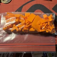 Assorted Lego building Bricks & pieces Orange 2oz