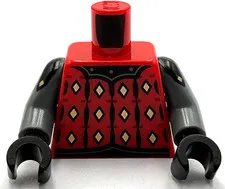 Lego New Red Minifigure Torso Armor Black Stripes Gold Diamonds Bat Lord Tunic