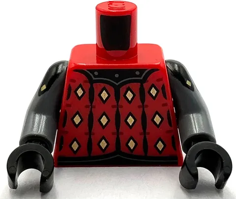 Lego New Red Minifigure Torso Armor Black Stripes Gold Diamonds Bat Lord Tunic