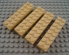 LEGO Lot of 4 Tan 2x8 Brick Pieces