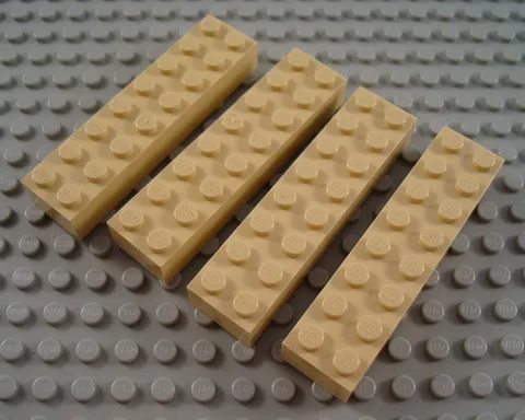 LEGO Lot of 4 Tan 2x8 Brick Pieces