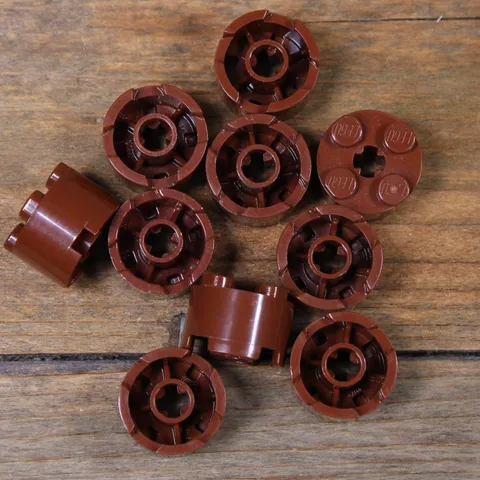 LEGO 6143 3941 Reddish Brown Brick Round 2 x 2 with Axle Hole Qty 10