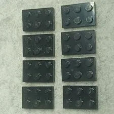LEGO 3021 Plate 2x3 Black x8 Genuine Part