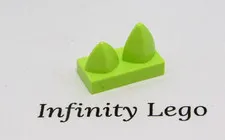 12 LEGO Yellowish Green Tile 1 x 2 with 2 Vertical Teeth (15209) - 12 Pieces
