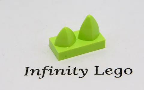 12 LEGO Yellowish Green Tile 1 x 2 with 2 Vertical Teeth (15209) - 12 Pieces