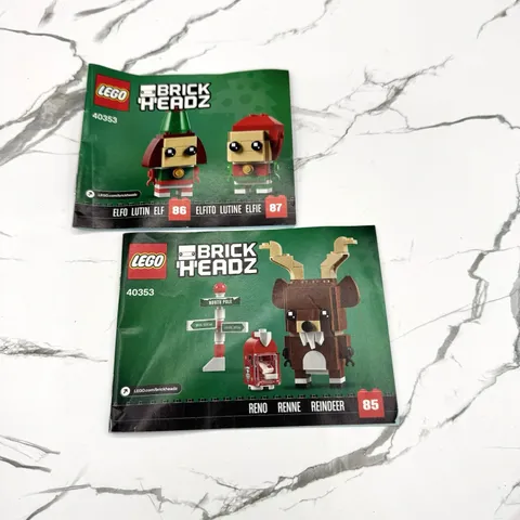 LEGO Brick Headz! Reindeer & Elf Manuals Instruction Books Only Christmas