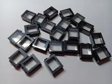 LEGO BULK LOT 22 BLACK FLAT FRONT WINDOW FRAME CLEAR GLASS PANES 1X2X2 #60592