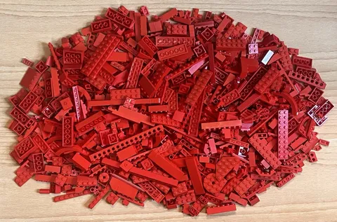 LEGO 2+ lb Red Bulk Lot Bricks Plates Technic Specialty MOC Parts Genuine