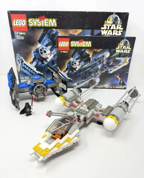 LEGO Star Wars 7150 TIE Fighter & Y-Wing 100% Complete Box Manual Vintage 1999