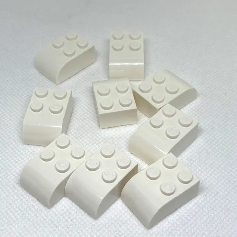 LEGO Parts - White Slope, Curved 3 x 2 with 4 Studs - No 6215 - QTY 9