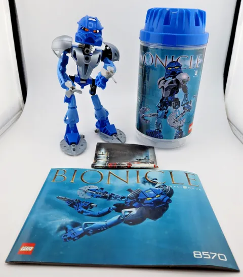 LEGO Bionicle Gali Nuva 8570 Toa Water Complete Canister Manual Poster Mask 2002