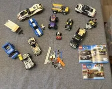 LEGO Lot Of 12 Vehicles INCOMPLETE City 60148, 60017, Speed 76896, Batman 70911