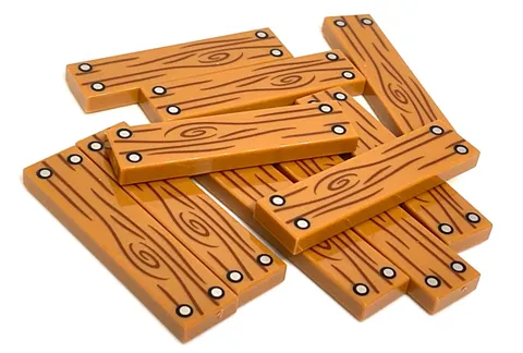 LEGO Woodgrain Tile 1 x 4 Wood Grain & Nails Medium Nougat 2431pb652 - 10 Pieces
