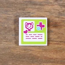 LEGO Friends White 2 x 2 w/ Cat Head, Heart, Cross and Animal Paw 3068pb0910