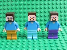 Lot LEGO Minecraft minifigs Steve Gold Diamond Azure 21162 21266 MC46