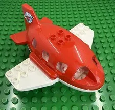 Lego Duplo Red Airplane Plane Midsize Fuselage Tail with Globe In 10805 & 10590