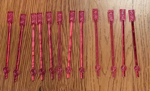 LEGO Lot of 12 Bars 1x2 Plate End Hollow Studs Trans Dark Pink - 99784 or 42445