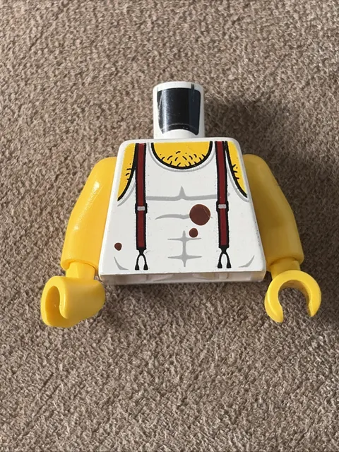 Lego City Male WHITE MINIFIG TORSO Car Truck Tank Bare Chest Muscle Mechanic
