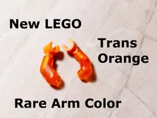 New LEGO Clear Arms FIRE Lot of 2 Right Left See Hands Translucent Orange RARE