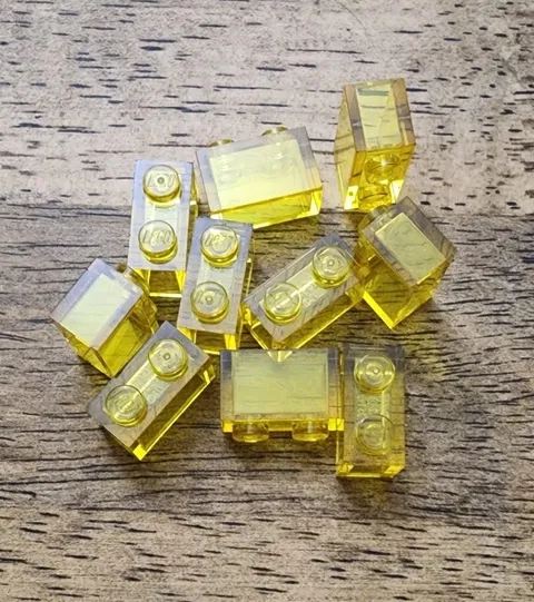 LEGO Trans-Yellow Brick 1 x 2 without Bottom Tube. QTY 10. Part No. 3065.