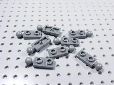 LEGO Lot of 8 Dark Bluish Gray 1x2 Plates w/ Towball on End BP